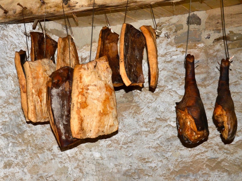 Ham and pork fat stored in locked upper room Romania fortified church