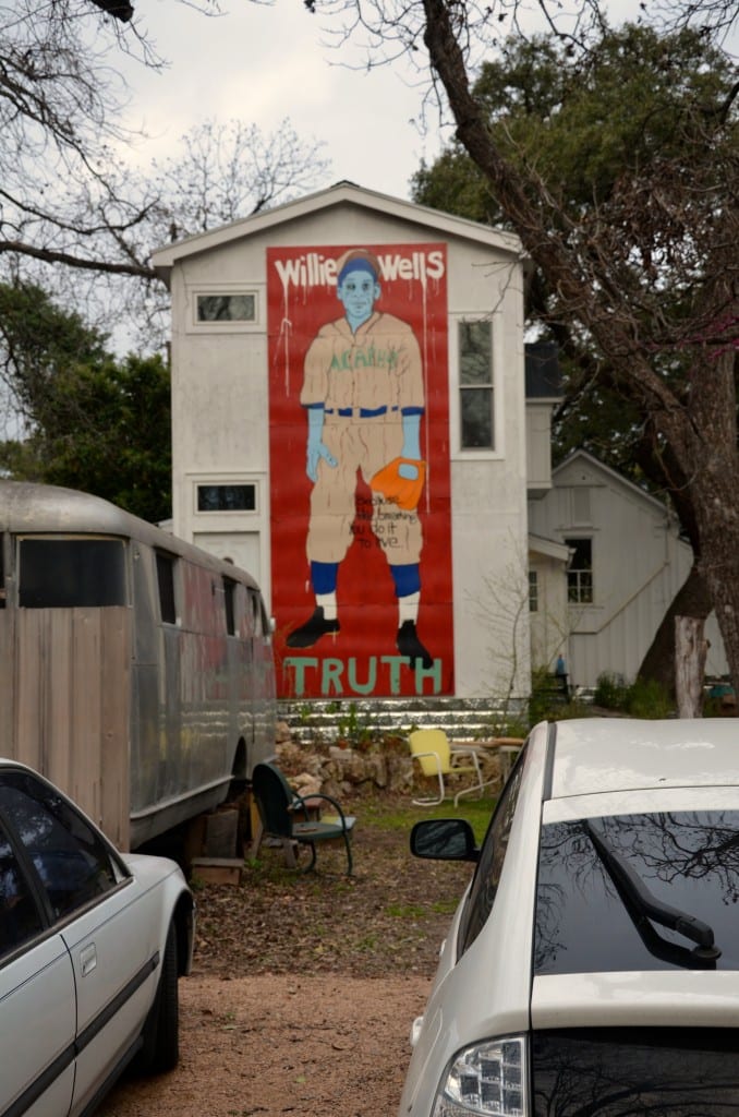 Huge mural on house in a neighborhood