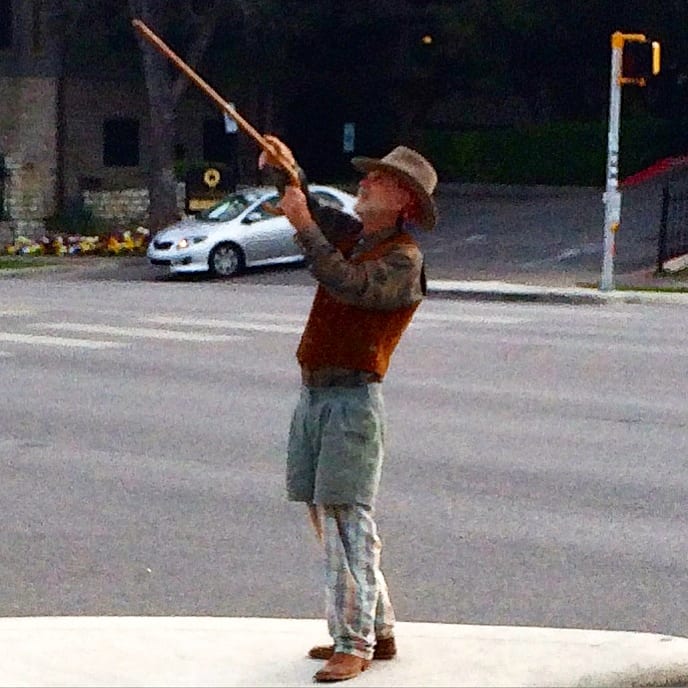 Pointing at an airplane in Austin, Texas